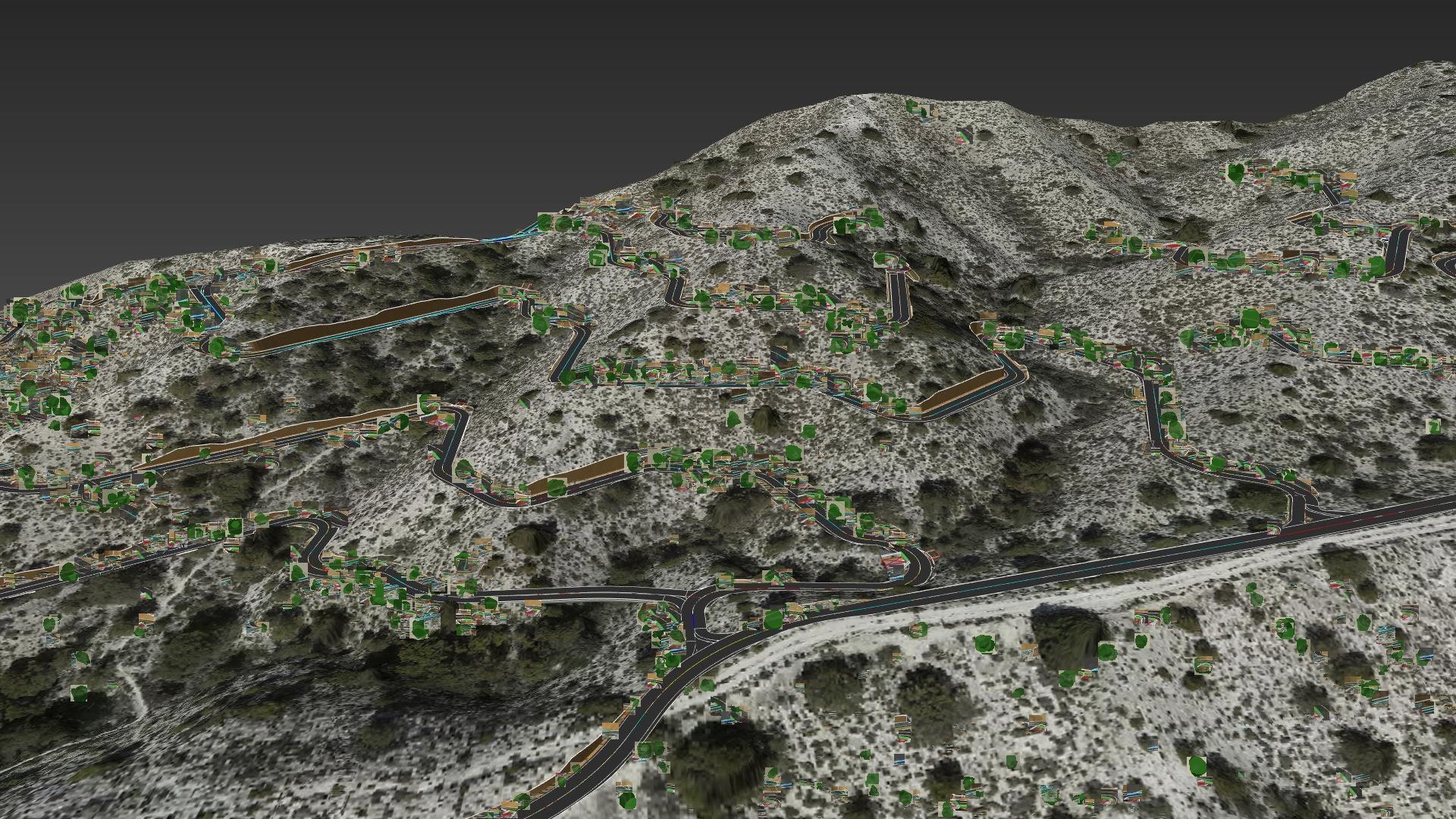 Orcheta Residencial — masterplan 3D con villas y vegetación